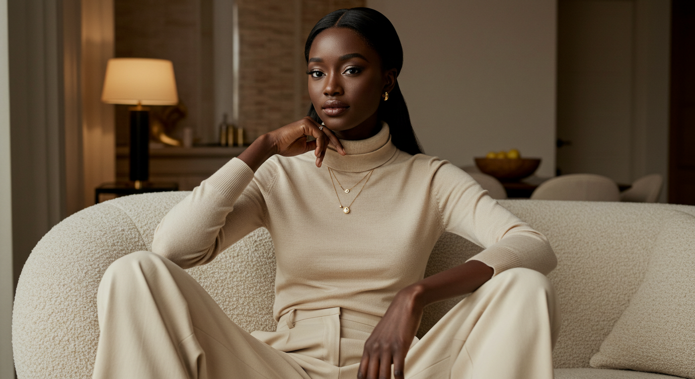 mulher negra no estilo quiet luxury